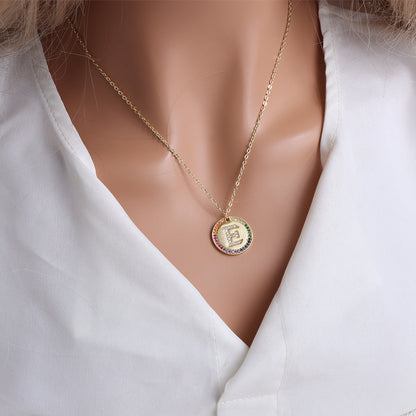 A-Z Round Necklace with Colourful Crystals