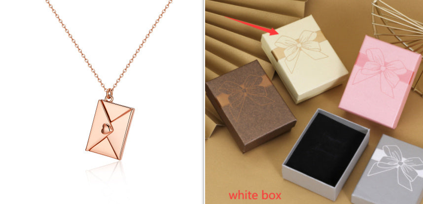 Envelope Necklace with Carved Love Letter