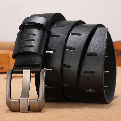 Men's Buckle Jeans Cowhide Leather Belt