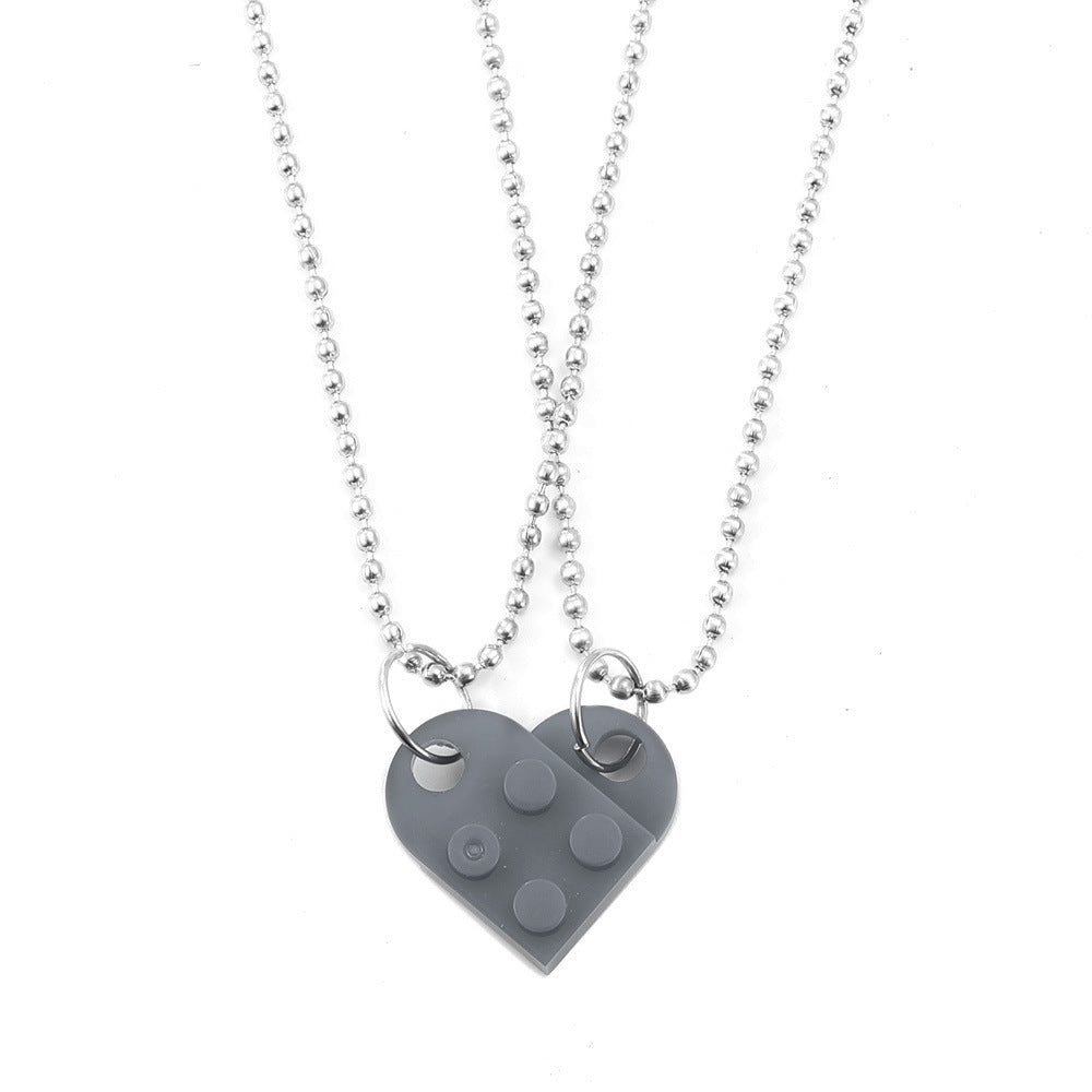 Brick Gift Heart Necklace, 2pcs Set