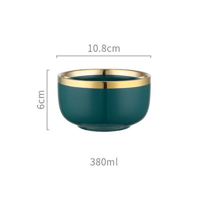 9 Piece Dinner Set, Green And Gold