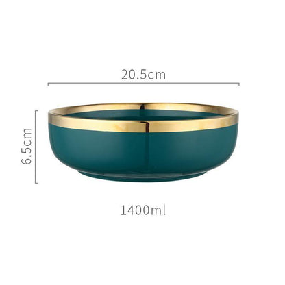 9 Piece Dinner Set, Green And Gold