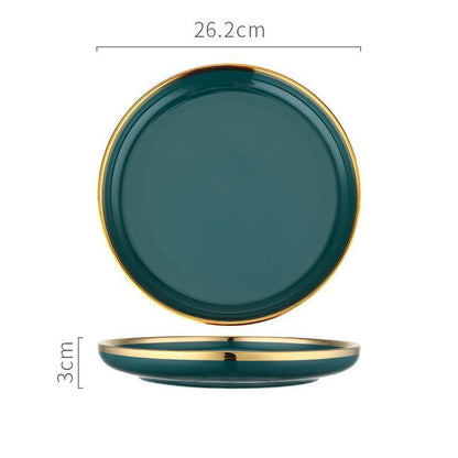 9 Piece Dinner Set, Green And Gold