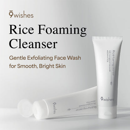 9 Wishes Rice Foaming Cleanser – Gentle Pore Refining Exfoliator with Real Rice Powder (4 fl oz)