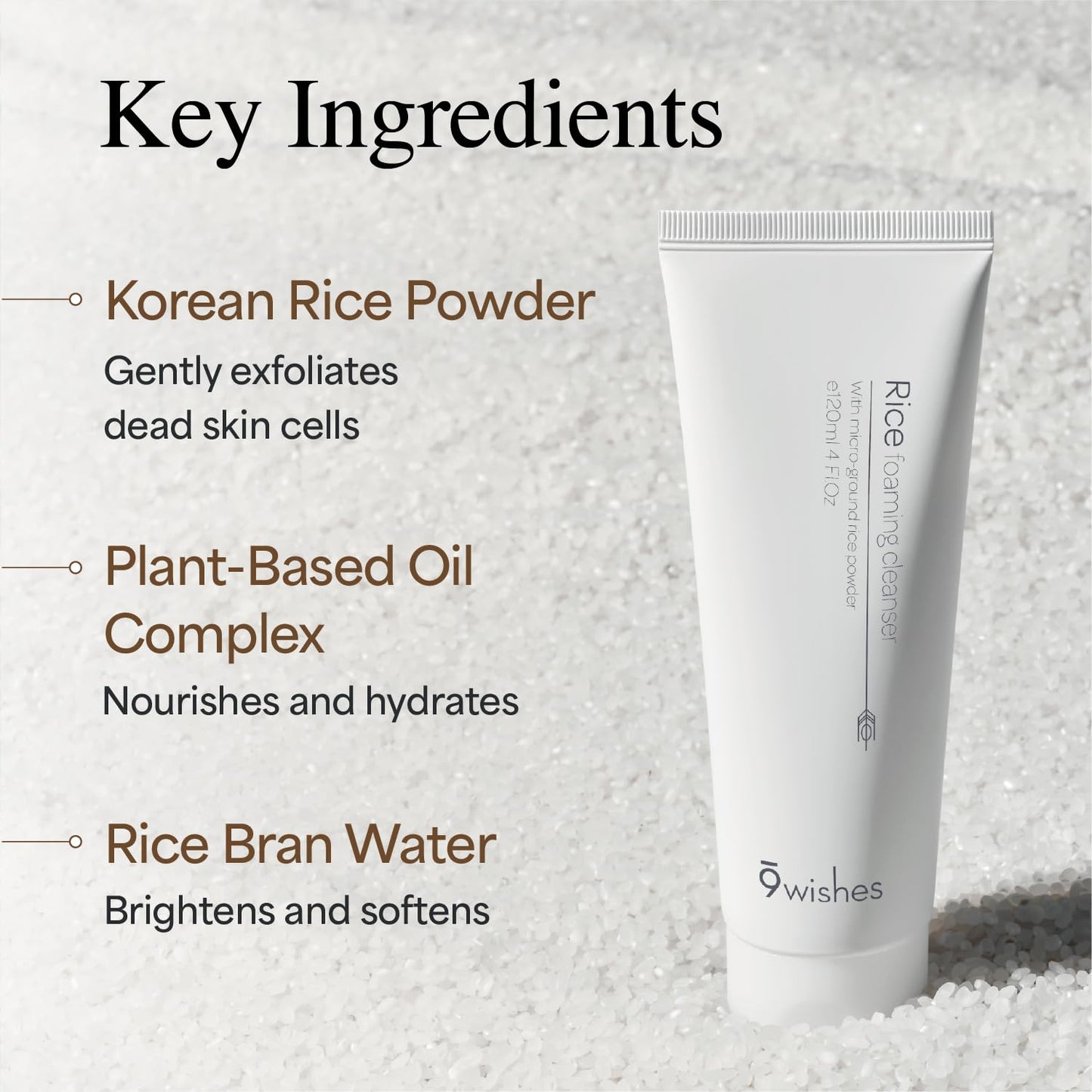 9 Wishes Rice Foaming Cleanser – Gentle Pore Refining Exfoliator with Real Rice Powder (4 fl oz)