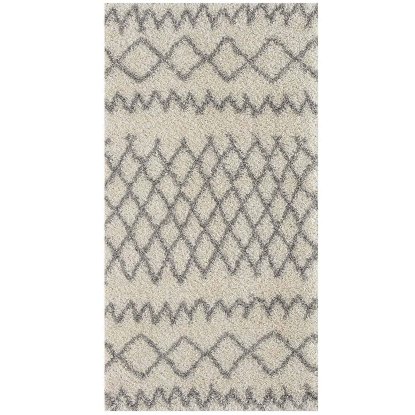 Moroccan Ivory Grey Shaggy Rug | 900