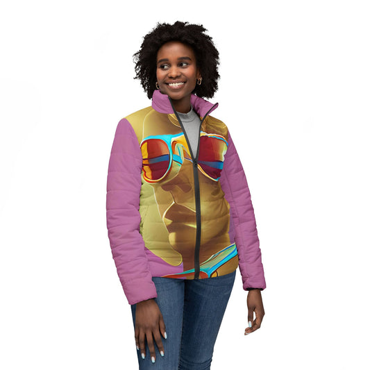 Retro Cool Pink - Womens Puffer Jacket