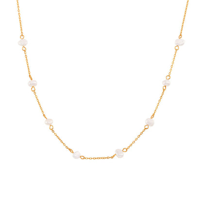 Pearl Gold Chain Bracelet & Necklace