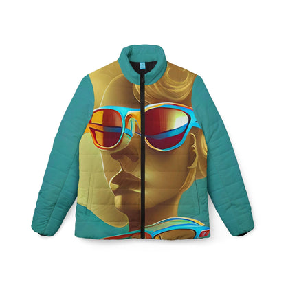 Retro Cool Blue - Womens Puffer Jacket
