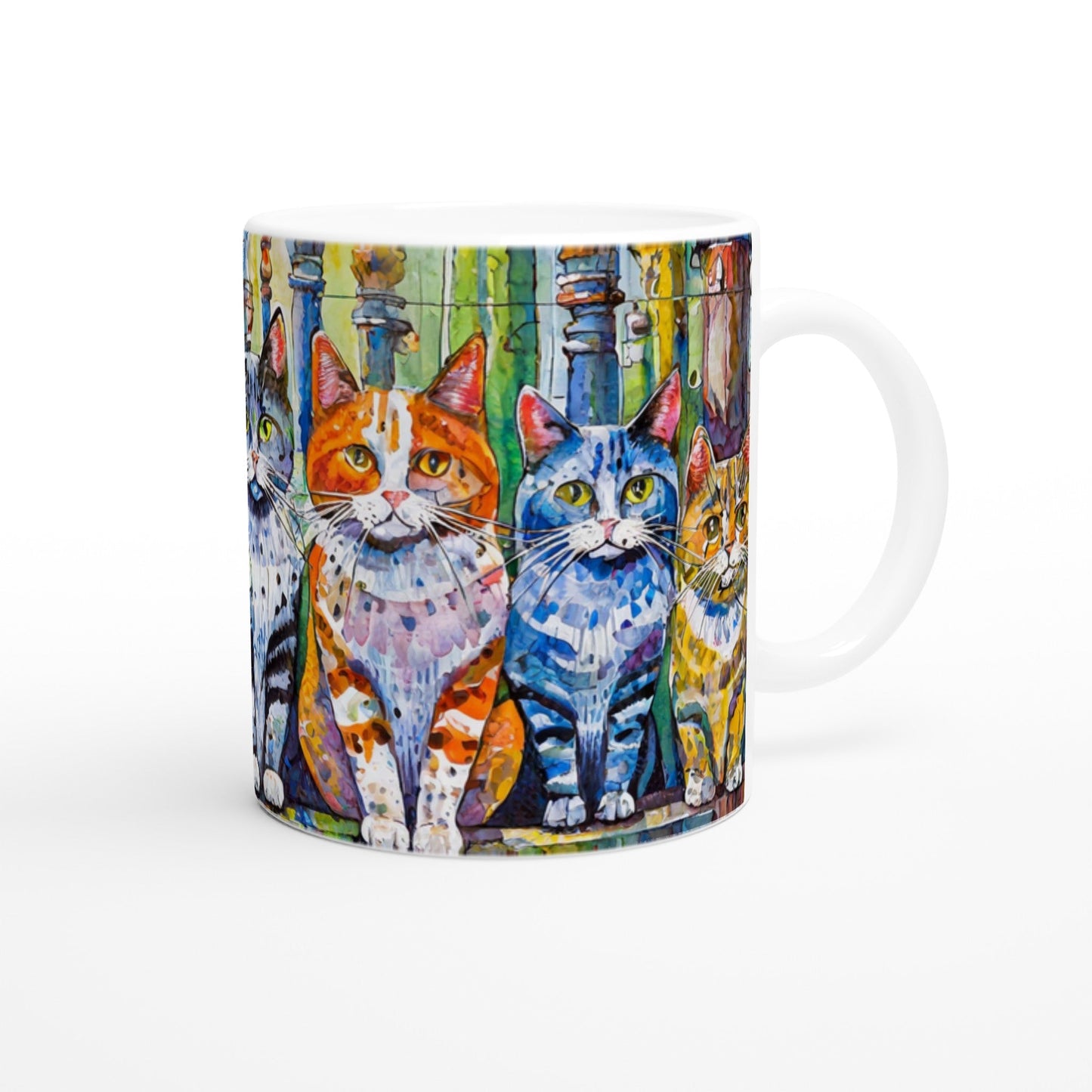 🐾 Cheeky Cats Ceramic Mug – 11oz White Coffee Cup for Cat Lovers 🐱☕
