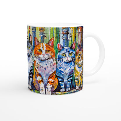 🐾 Cheeky Cats Ceramic Mug – 11oz White Coffee Cup for Cat Lovers 🐱☕