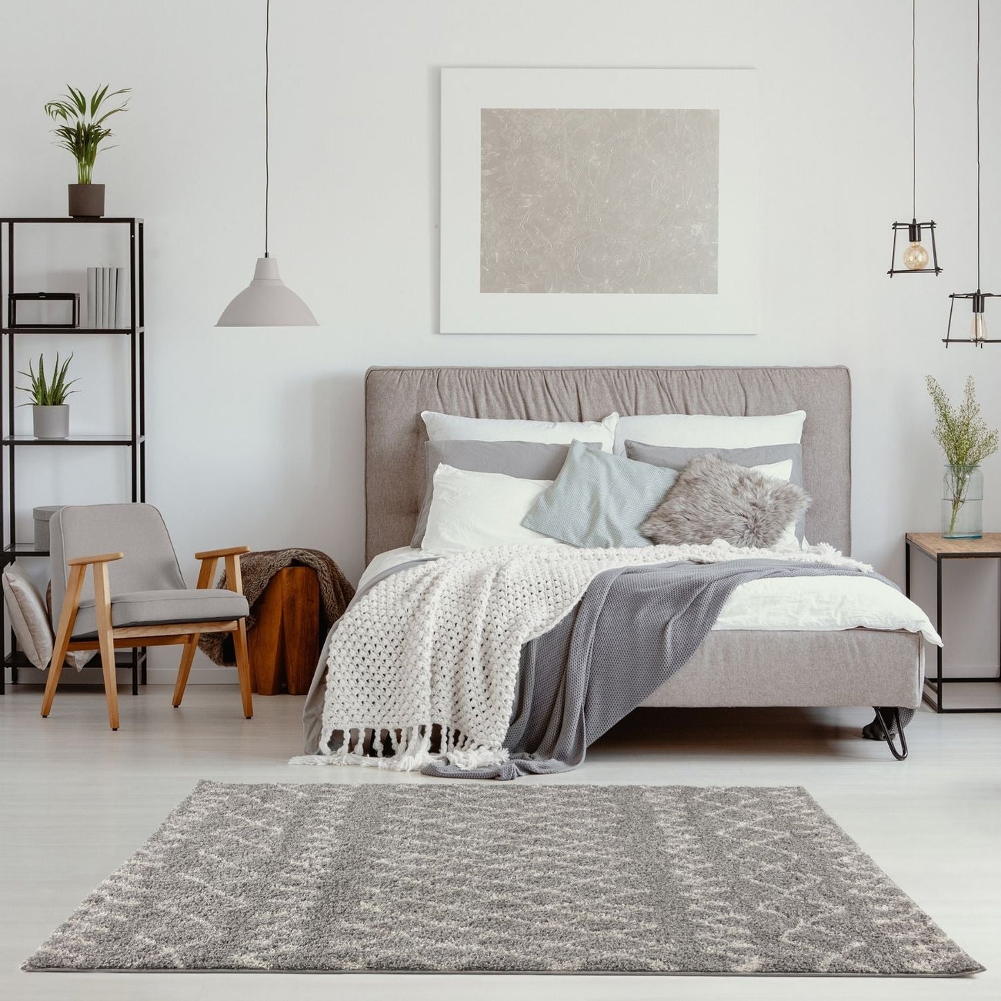 Moroccan Grey Shaggy Rug | 910