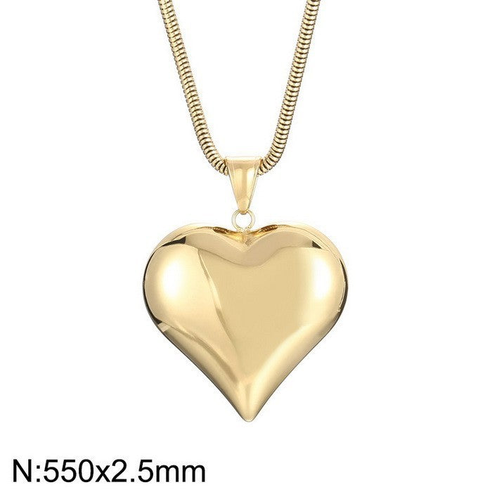 Gold Silver Plain Heart-Shaped Necklace
