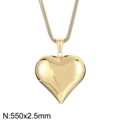 Gold Silver Plain Heart-Shaped Necklace