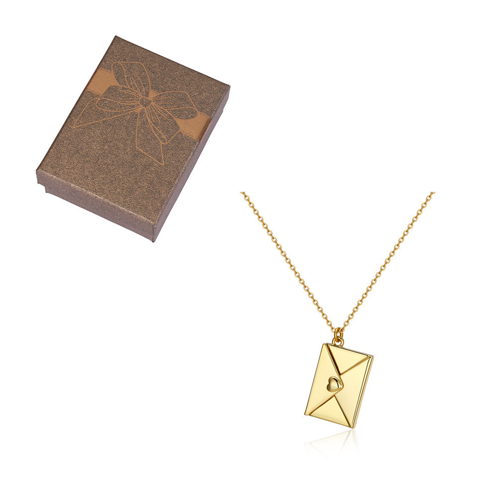 Envelope Necklace with Carved Love Letter