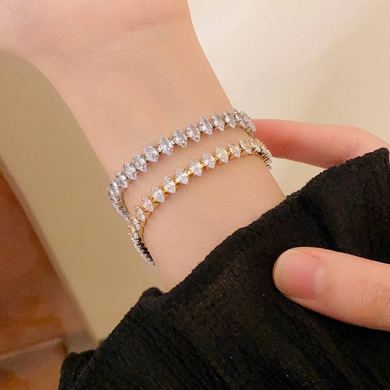 Zircon Square & Heart Bracelets