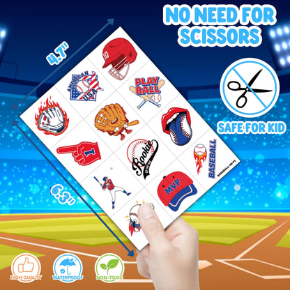91BALLOONS 72 PCS Baseball Party Favors – 24 18-Inch Punch Balloons + 48 Pre-Cut Tattoos