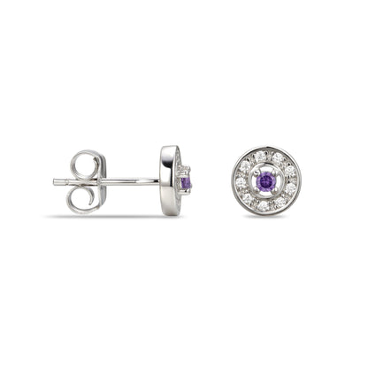 February Cubic Zirconia Birthstone Stud Earrings
