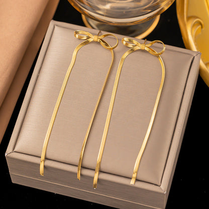 Bowknot Snake Chain Necklace, Bracelet, Earring Set