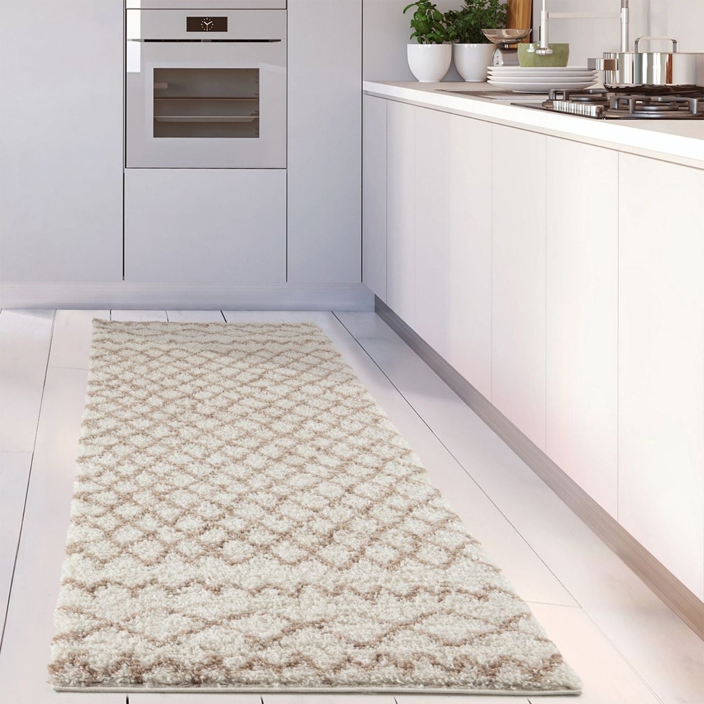 Moroccan Ivory Beige Shaggy Rug | 930