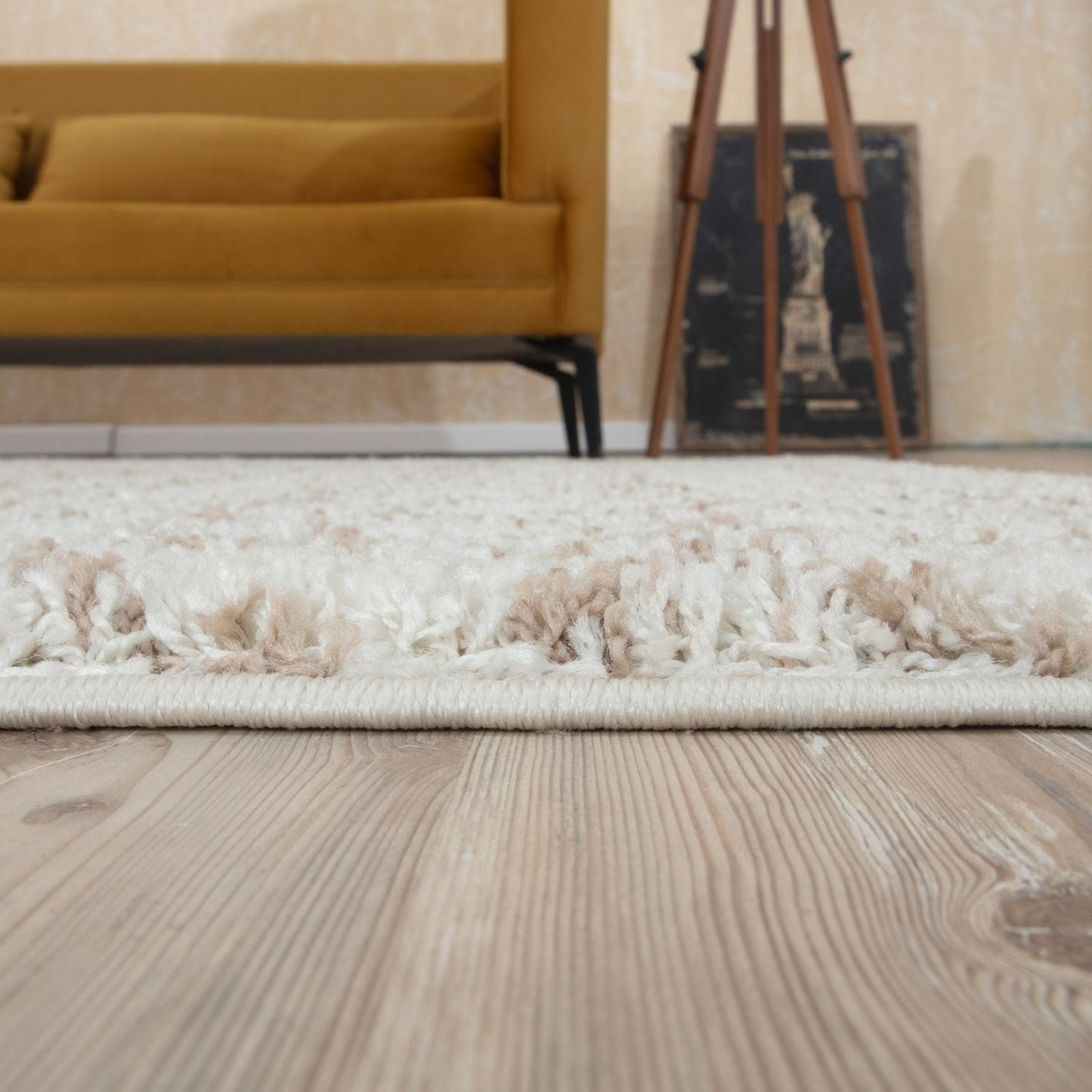 Moroccan Ivory Beige Shaggy Rug | 930