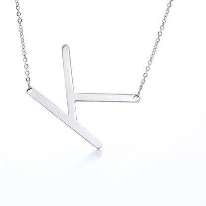 Big Initial Letter Pendant Necklace, Gold Silver, and Rose Gold