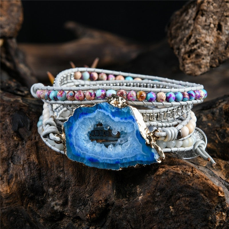 Boho Bracelet with Natural Stones Charm