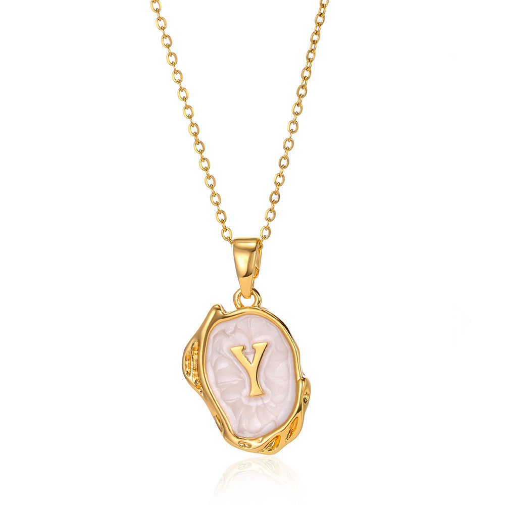 26 Letters Drop Oil Three Dimensional Necklace
