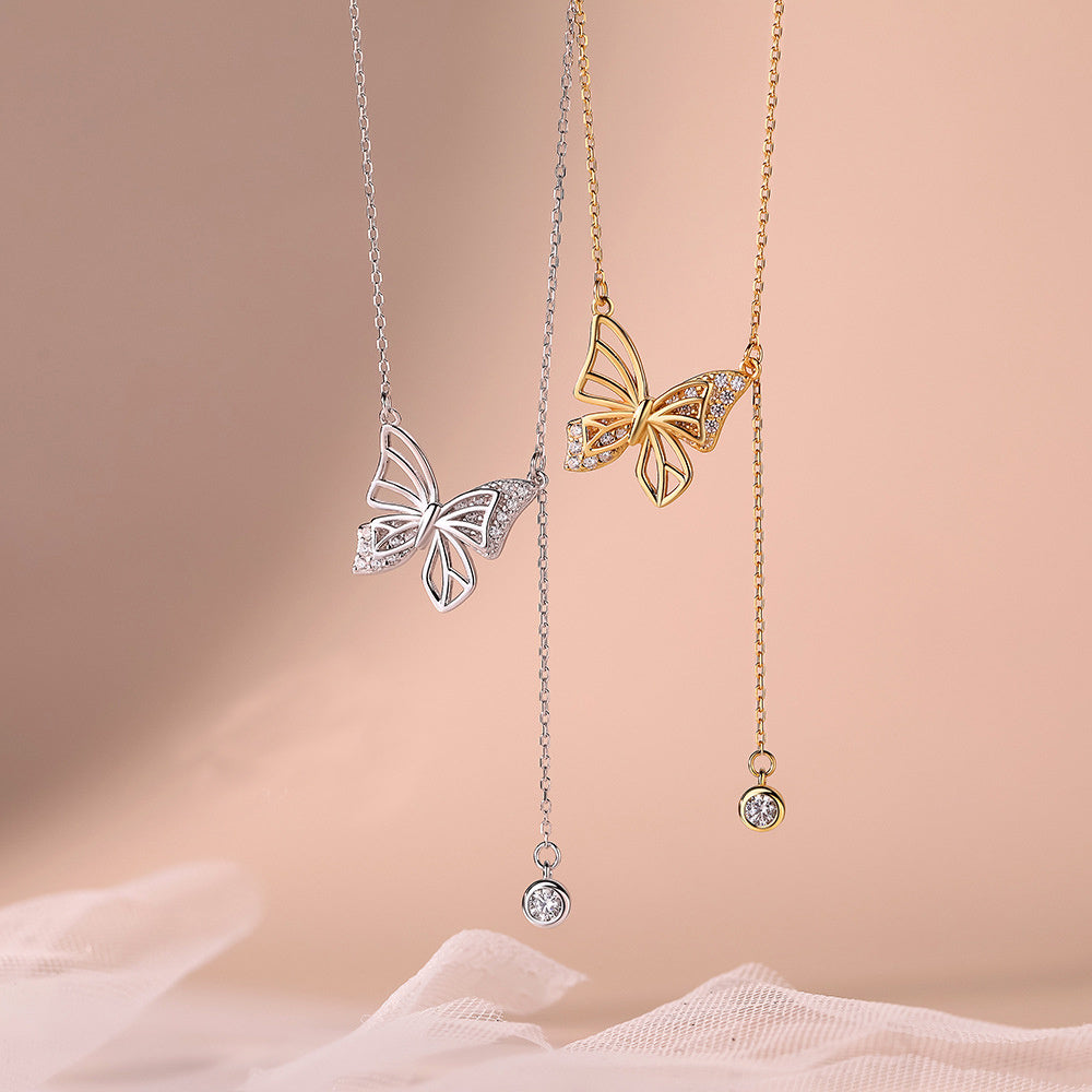 S925 Silver Hollow Butterfly Necklace