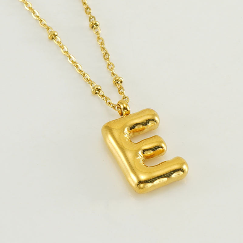 Bubble Letter Pendant Necklace A-Z