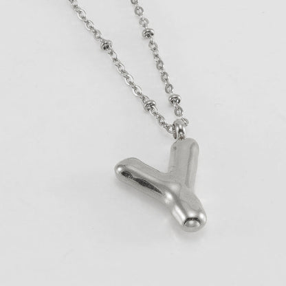 Bubble Letter Pendant Necklace A-Z