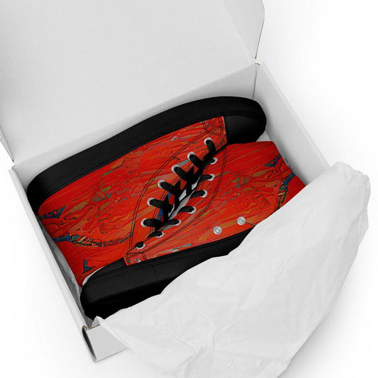 Half Black Half Hónghǎi - Mens High-Top Canvas Shoes