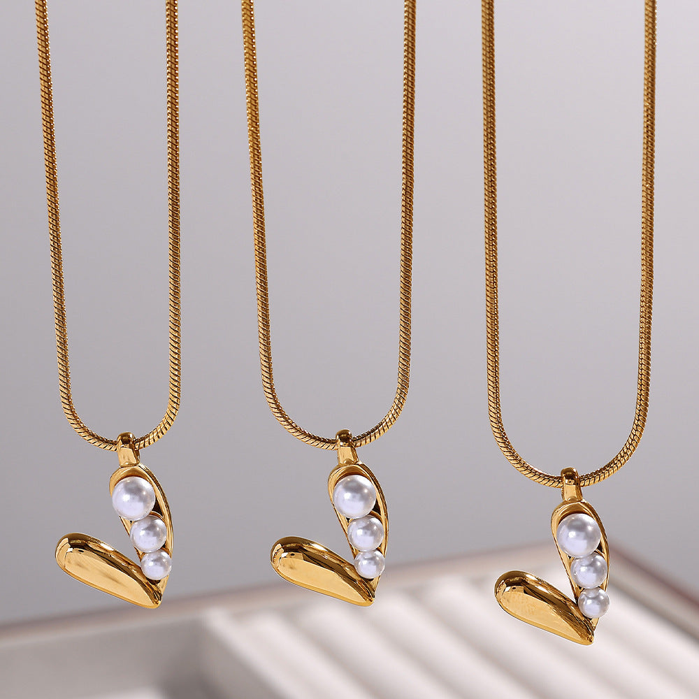 French Retro Pearl Love Necklace
