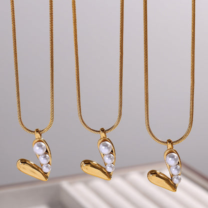 French Retro Pearl Love Necklace