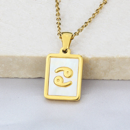 Square Shell Zodiac Necklace