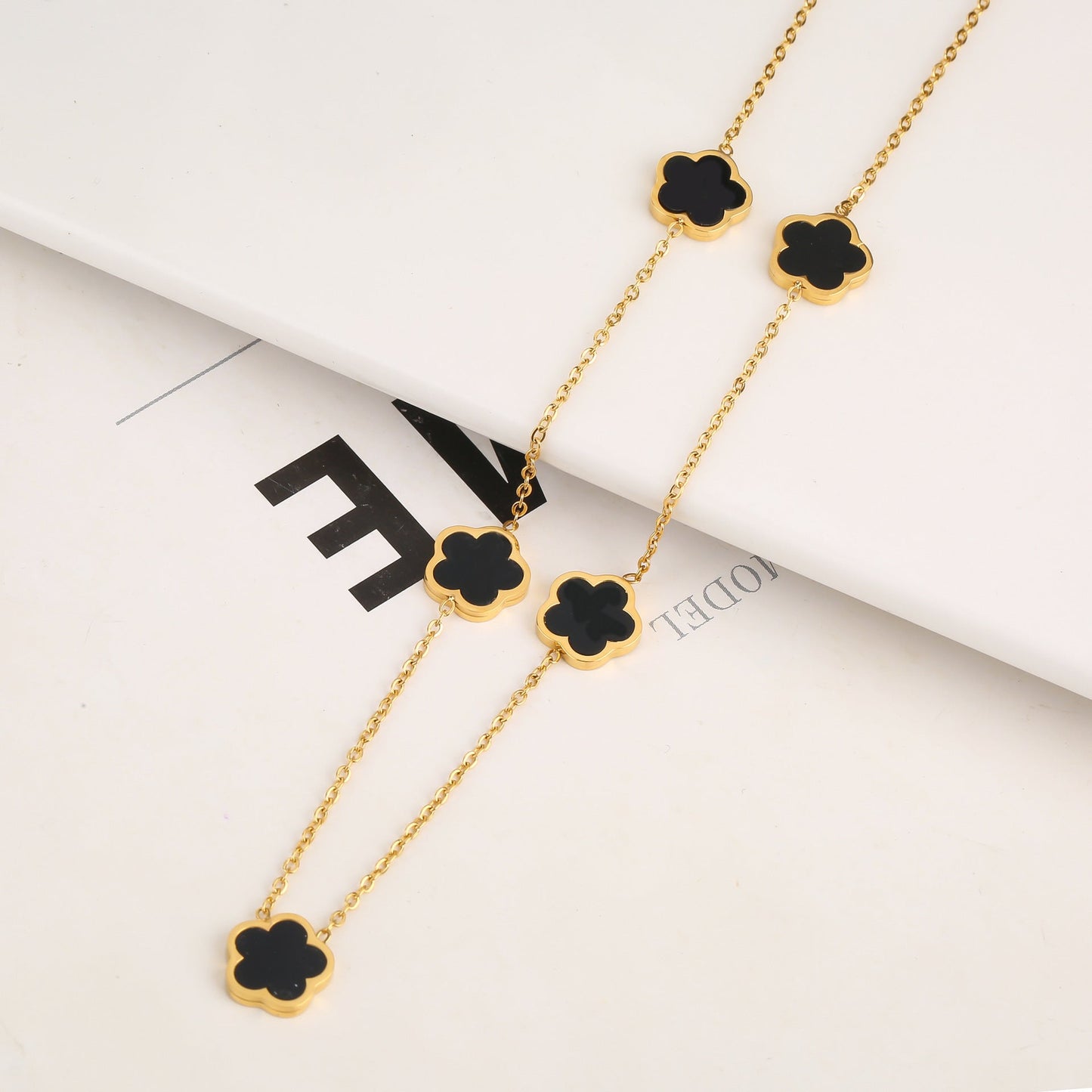 Clover Five Leaf Petals Earring & Necklace Jewellery Sets