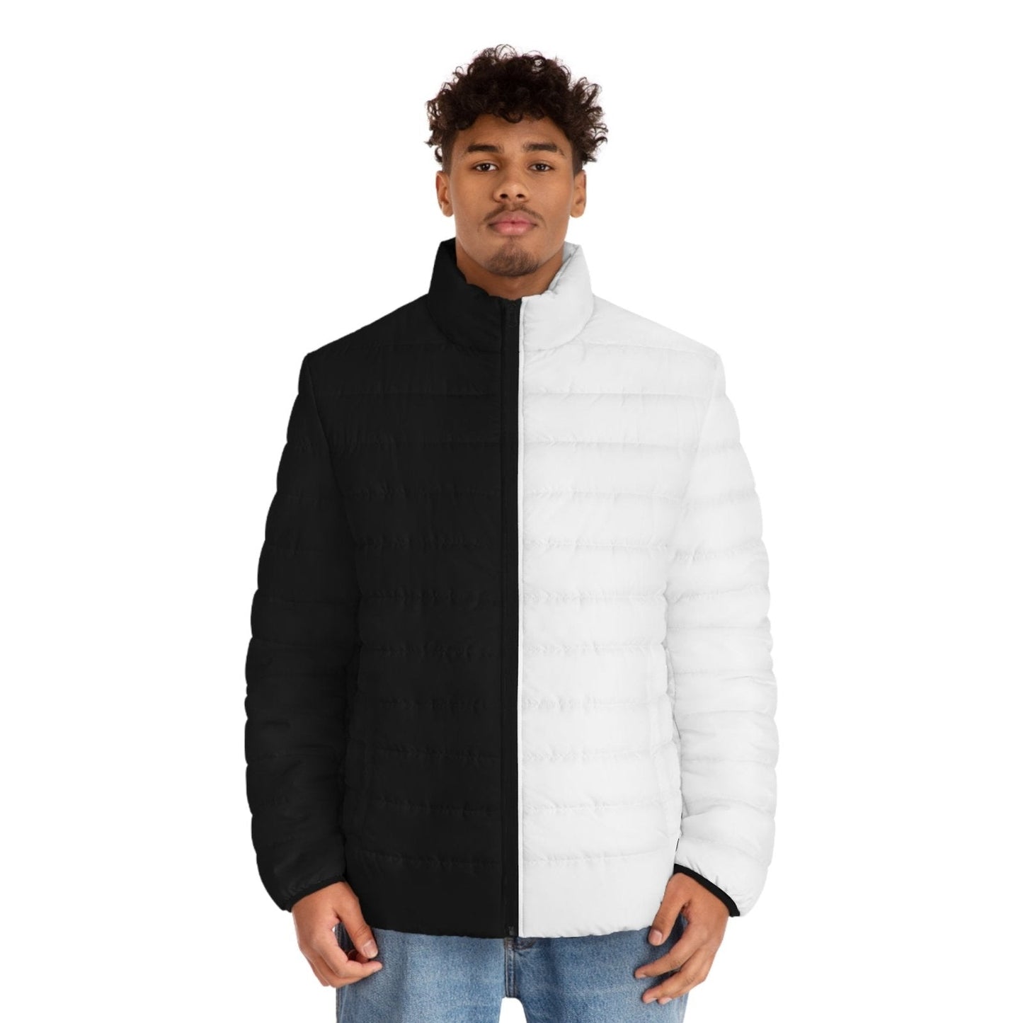 Half Black Half White - Mens Puffer Jacket