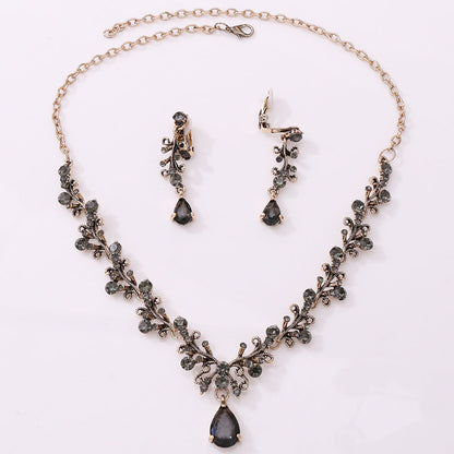 Bridal Rhinestone Zircon Necklace & Earring Set