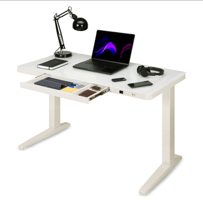 E-Max Electric Height Adjustable Desk White (Glass Top) – Purus Life
