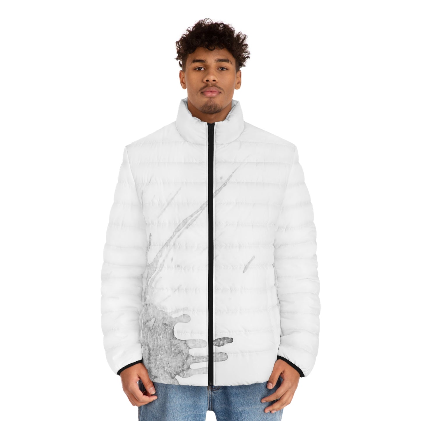 Watercolour Grey Splash - Mens Puffer Jacket