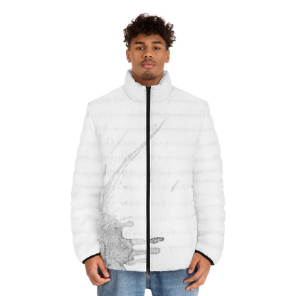 Watercolour Grey Splash - Mens Puffer Jacket