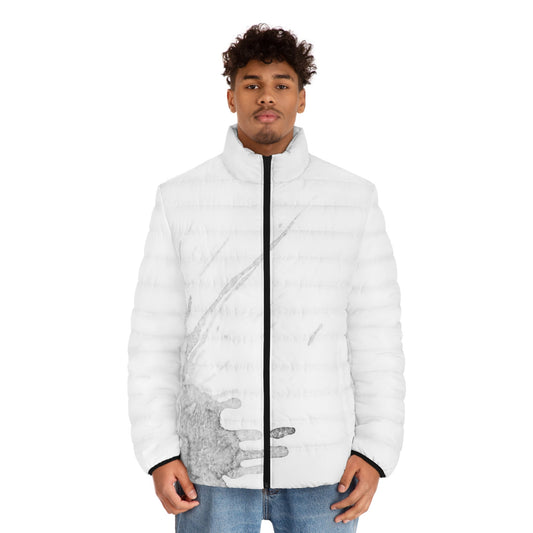 Watercolour Grey Splash - Mens Puffer Jacket
