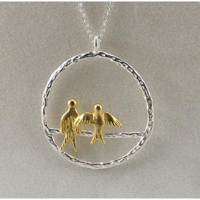 Silver Cute Bird Pendant Choker Necklace