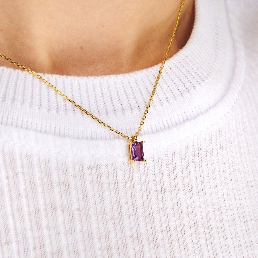 Titanium Steel Birthstone Necklaces