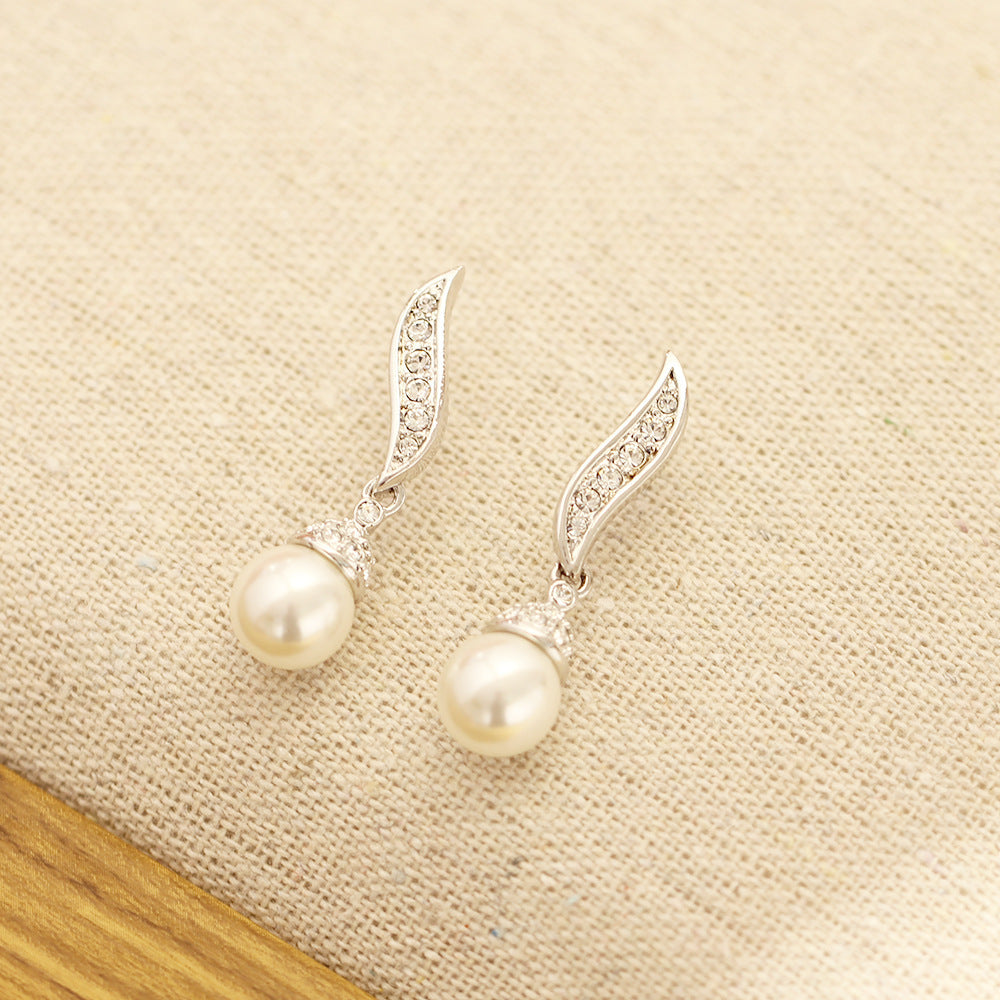 Classic Elegant Two-Tone Gold & Silver Artificial Pearl Earrings
