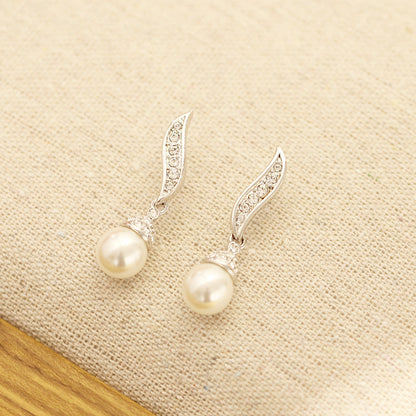 Classic Elegant Two-Tone Gold & Silver Artificial Pearl Earrings