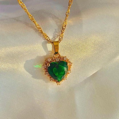 Gold Clavicle Chain Necklace Rhinestone Heart