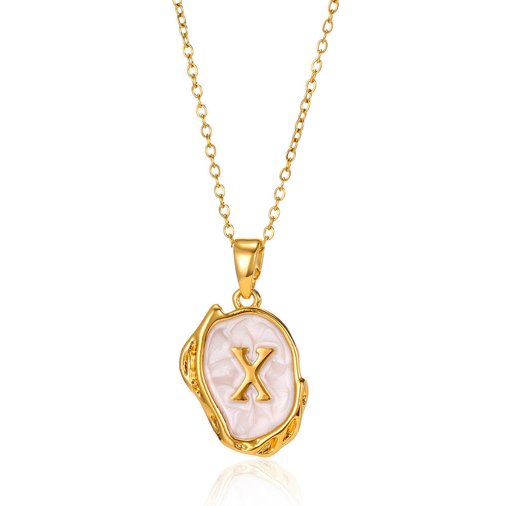 26 Letters Drop Oil Three Dimensional Necklace