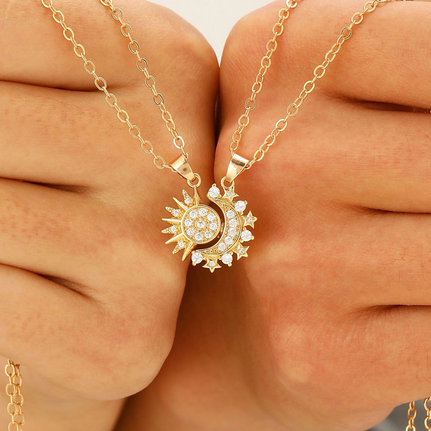2pcs Sun and Moon Magnetic Couple Necklaces