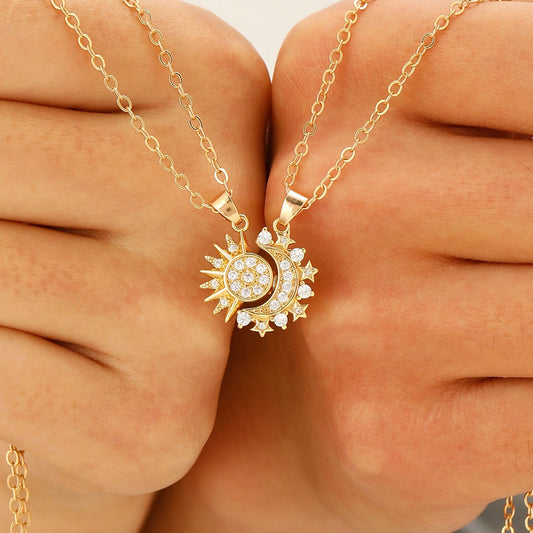 2pcs Sun and Moon Magnetic Couple Necklaces